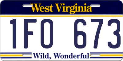 WV license plate 1FO673