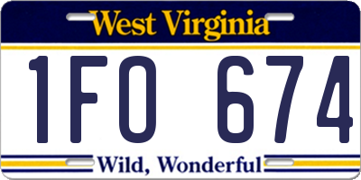 WV license plate 1FO674