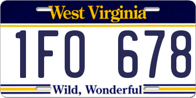 WV license plate 1FO678
