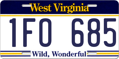 WV license plate 1FO685