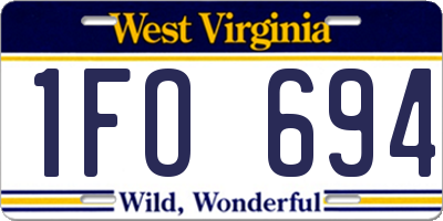WV license plate 1FO694