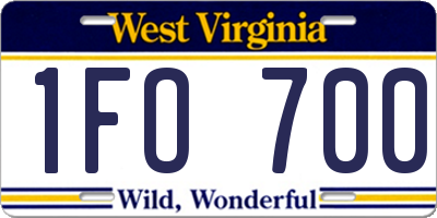 WV license plate 1FO700