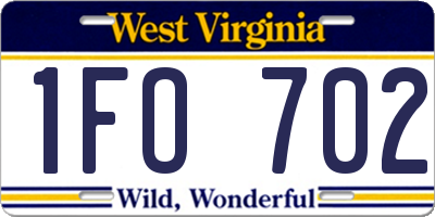 WV license plate 1FO702
