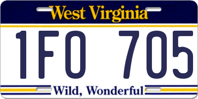 WV license plate 1FO705