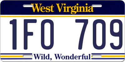 WV license plate 1FO709