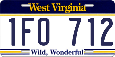 WV license plate 1FO712