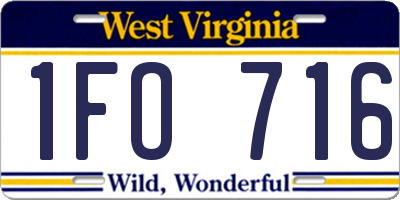 WV license plate 1FO716
