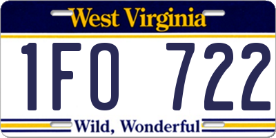 WV license plate 1FO722