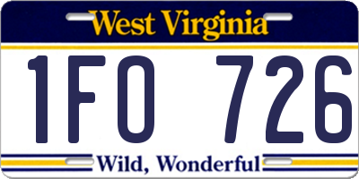 WV license plate 1FO726