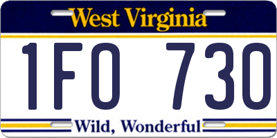 WV license plate 1FO730