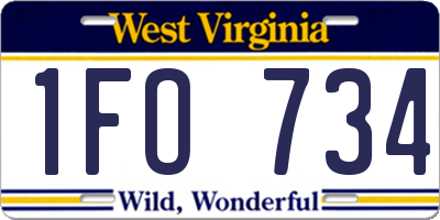 WV license plate 1FO734
