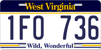 WV license plate 1FO736