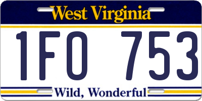 WV license plate 1FO753