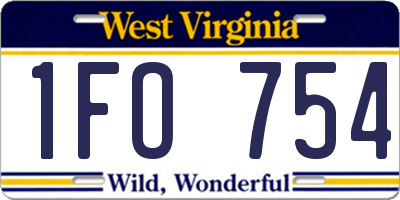 WV license plate 1FO754