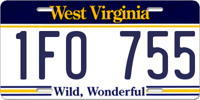 WV license plate 1FO755