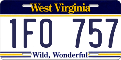 WV license plate 1FO757