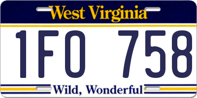 WV license plate 1FO758