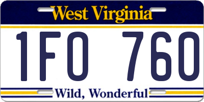 WV license plate 1FO760