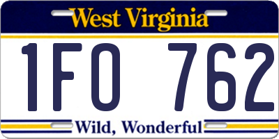 WV license plate 1FO762