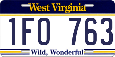 WV license plate 1FO763