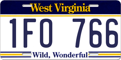 WV license plate 1FO766