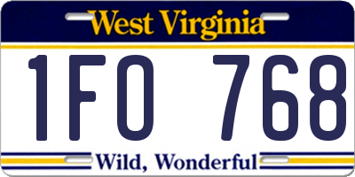 WV license plate 1FO768