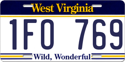WV license plate 1FO769