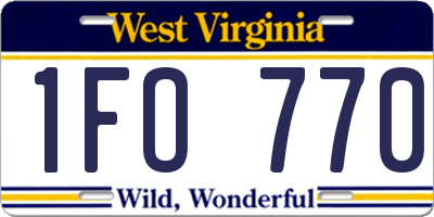 WV license plate 1FO770