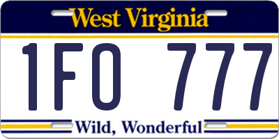 WV license plate 1FO777