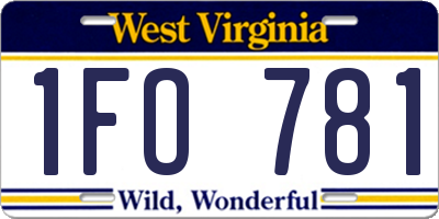 WV license plate 1FO781