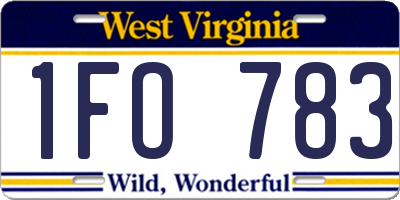 WV license plate 1FO783