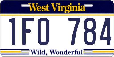 WV license plate 1FO784