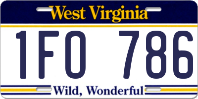 WV license plate 1FO786