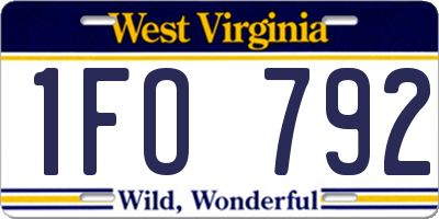 WV license plate 1FO792