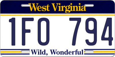 WV license plate 1FO794