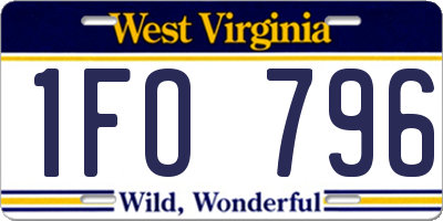 WV license plate 1FO796