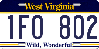 WV license plate 1FO802