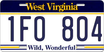 WV license plate 1FO804