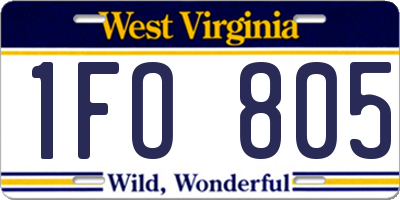 WV license plate 1FO805