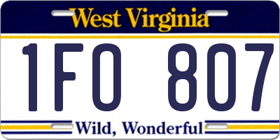 WV license plate 1FO807