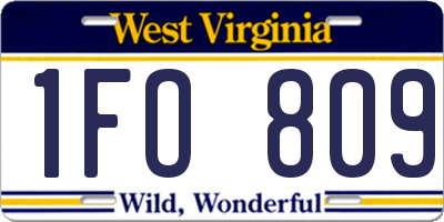 WV license plate 1FO809