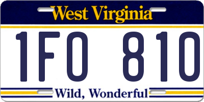 WV license plate 1FO810