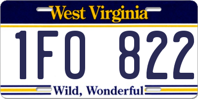 WV license plate 1FO822