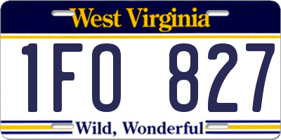 WV license plate 1FO827