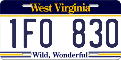 WV license plate 1FO830