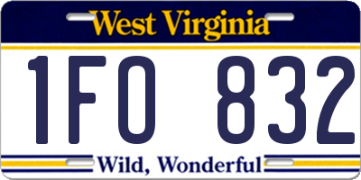 WV license plate 1FO832