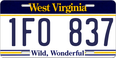 WV license plate 1FO837