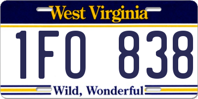 WV license plate 1FO838