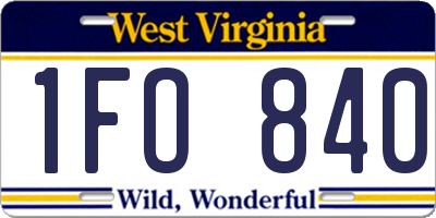 WV license plate 1FO840