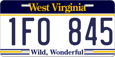 WV license plate 1FO845